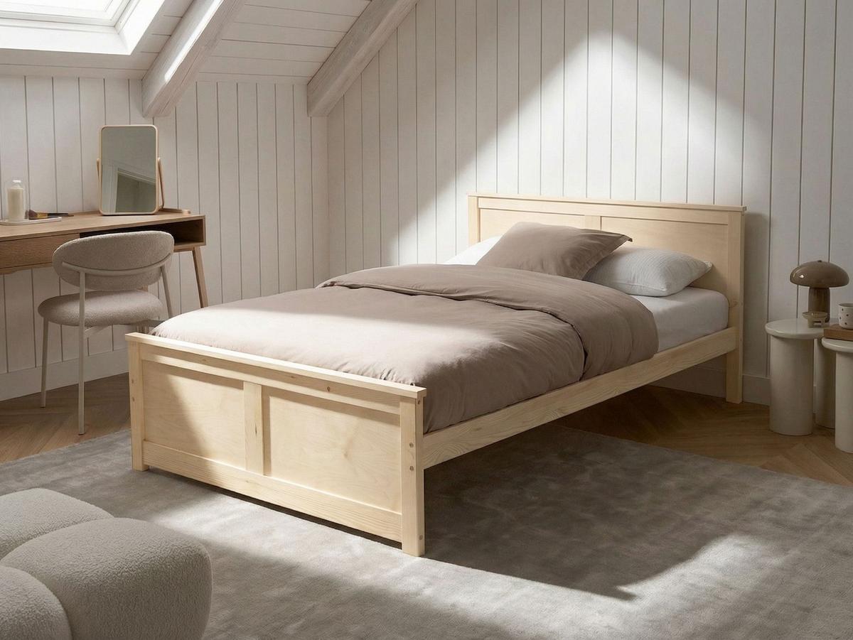 BETT mit Lattenrost 120/200 cm Kiefernholz Hellbraun Dauphin - Hellbraun, Holz (120/200cm) - Beliani