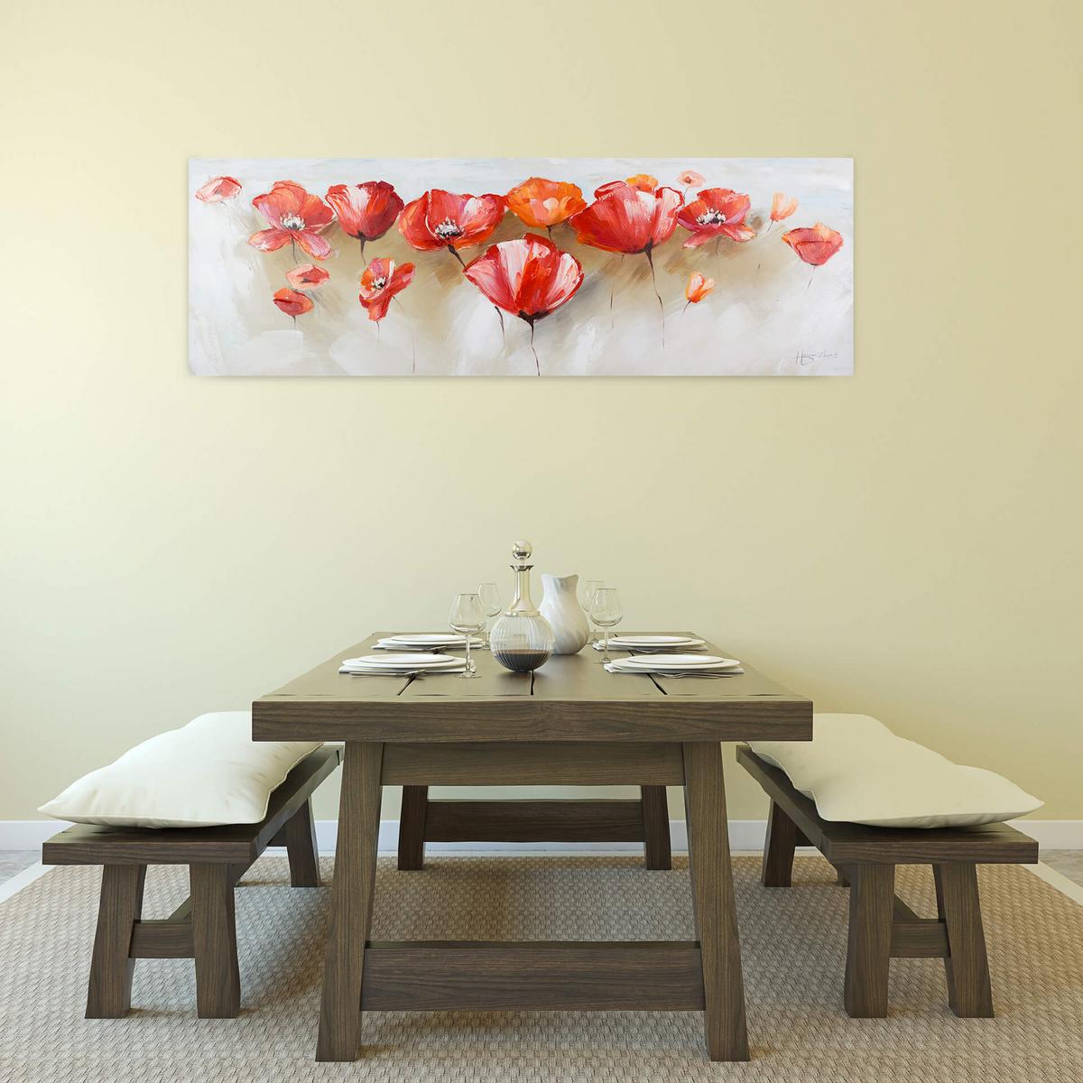 ÖLGEMÄLDE 150/50 cm - Rot, Holz/Textil (150/50cm) - KUNSTLOFT
