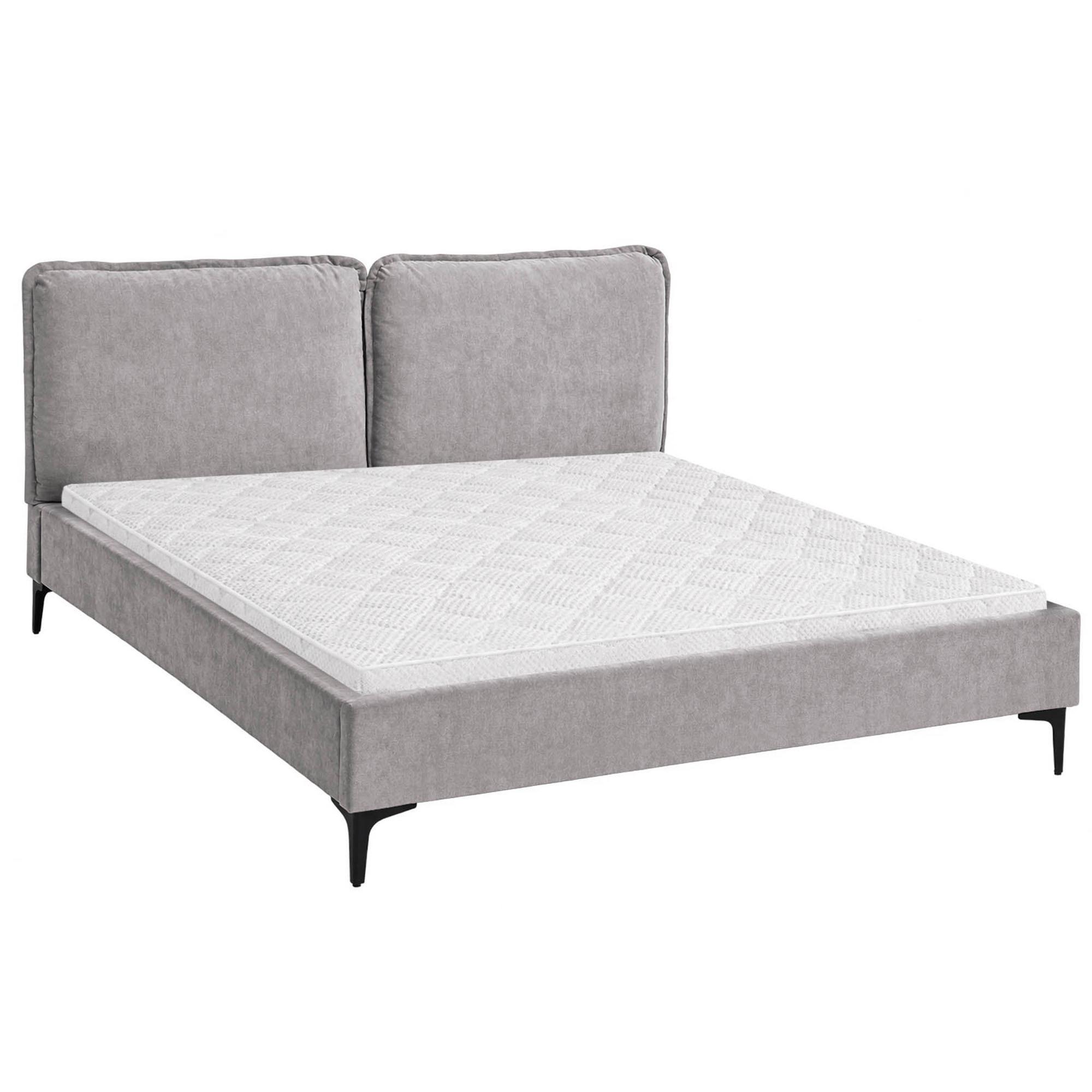 POLSTERBETT Sombra, Doppelbett 160x200 cm mit Schaumstoffmatratze 10 cm, Chenille-Stoff, Grau - Grau, Metall (160/200cm) - Beautysofa