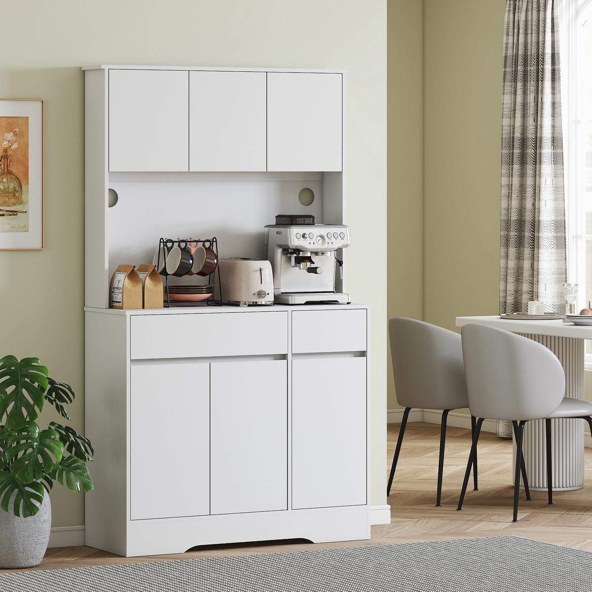 KÜCHENSCHRANK Spanplatte MDF Weiß - Weiß, Holz (38/180/100cm) - HOMCOM