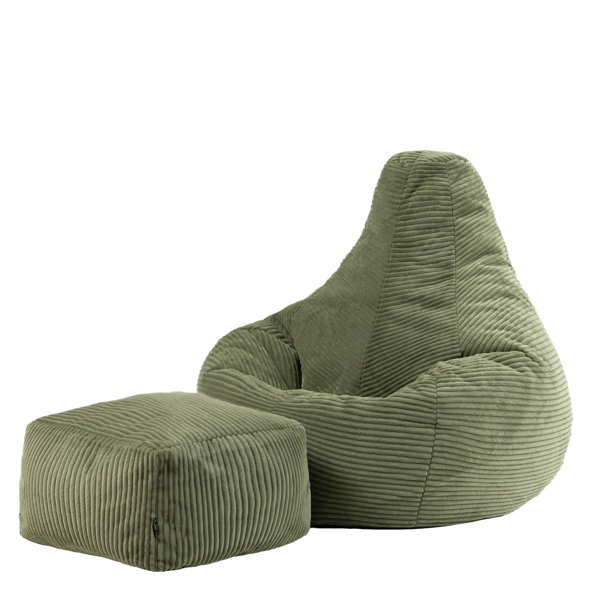 SITZSACK Dalton mit Hocker - Salbeigrün, Textil (82/76/82cm) - icon