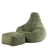 SITZSACK Dalton mit Hocker - Salbeigrün, Textil (82/76/82cm) - icon