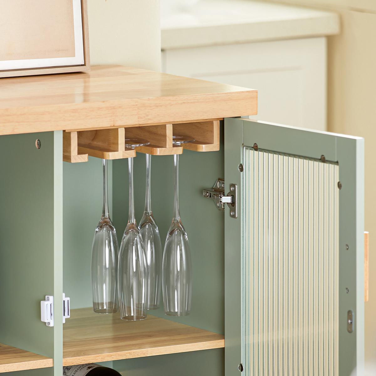 KÜCHENSCHRANK Grün - Grün, Glas/Holz (120/90/40cm) - SoBuy