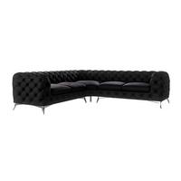 ECKSOFA Chesterfield Laura Schwarz Samt - Silberfarben/Schwarz, Holz/Textil (264/264cm) - S-Style Möbel