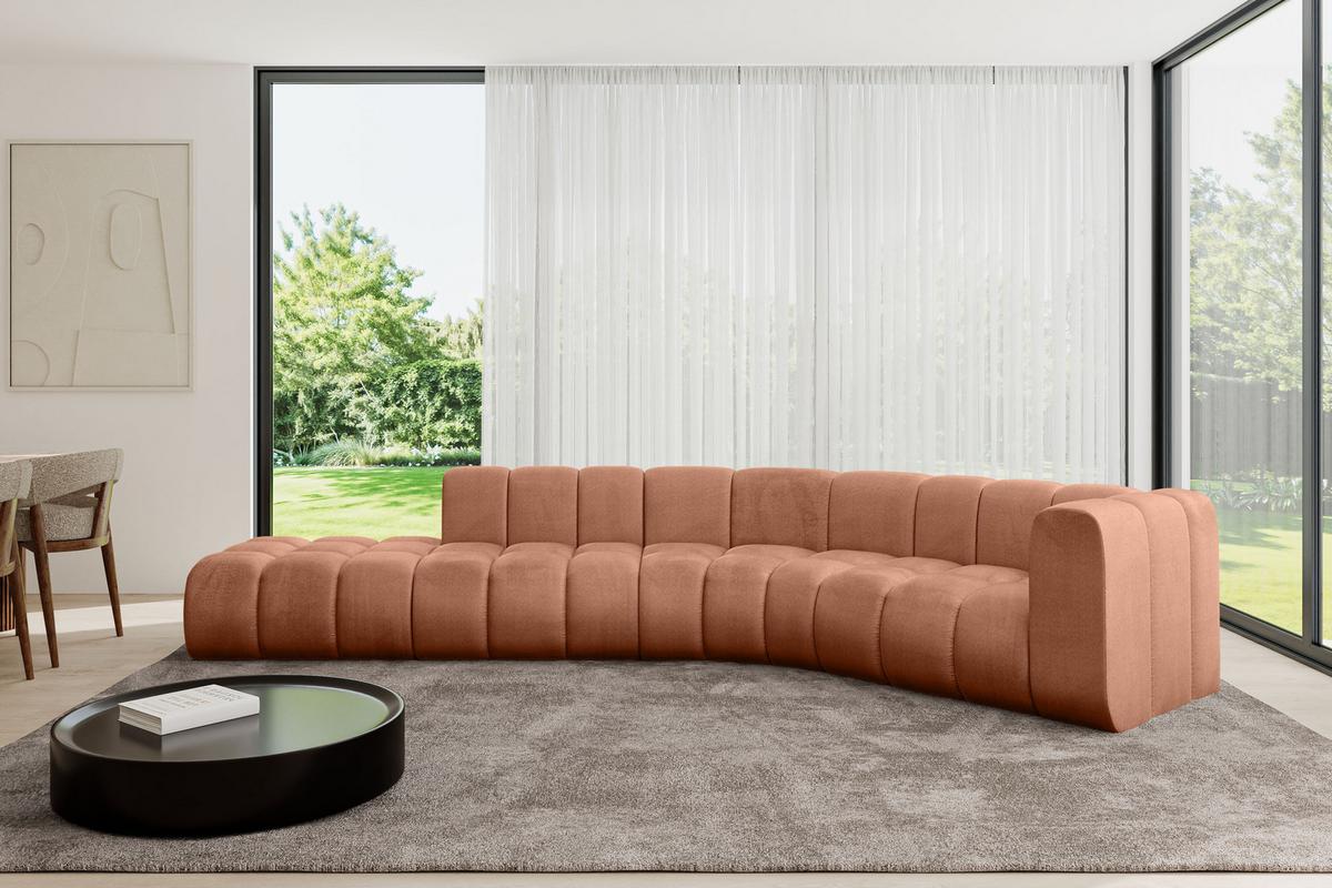 ECKSOFA modulares Sofa Tilmo-L1 - 399x194x70 cm Apricot - Koralle, Holzwerkstoff/Textil (399/194cm) - ALTDECOR