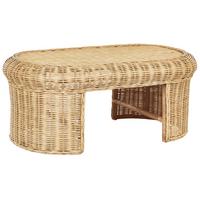 GARTENTISCH 96/60 cm Rattan Natürlich Livadeia - Naturfarben, Naturmaterialien (60/96/40cm) - Beliani