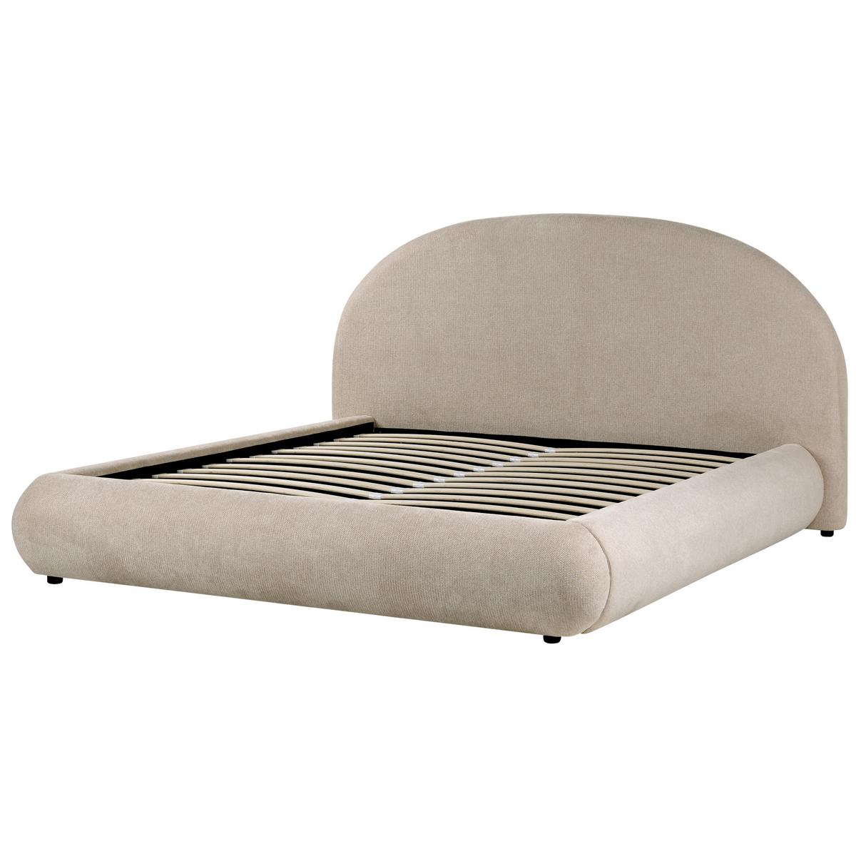 BETT mit Stauraum 180/200 cm Stoff Taupe Grasse - Taupe, Textil (180/200cm) - Beliani