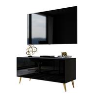 TV-ELEMENT AURA 100 Schwarz Hochglanz – Beinfarbe: Gold - Goldfarben/Schwarz, Holzwerkstoff (100/49/40cm) - Lookway