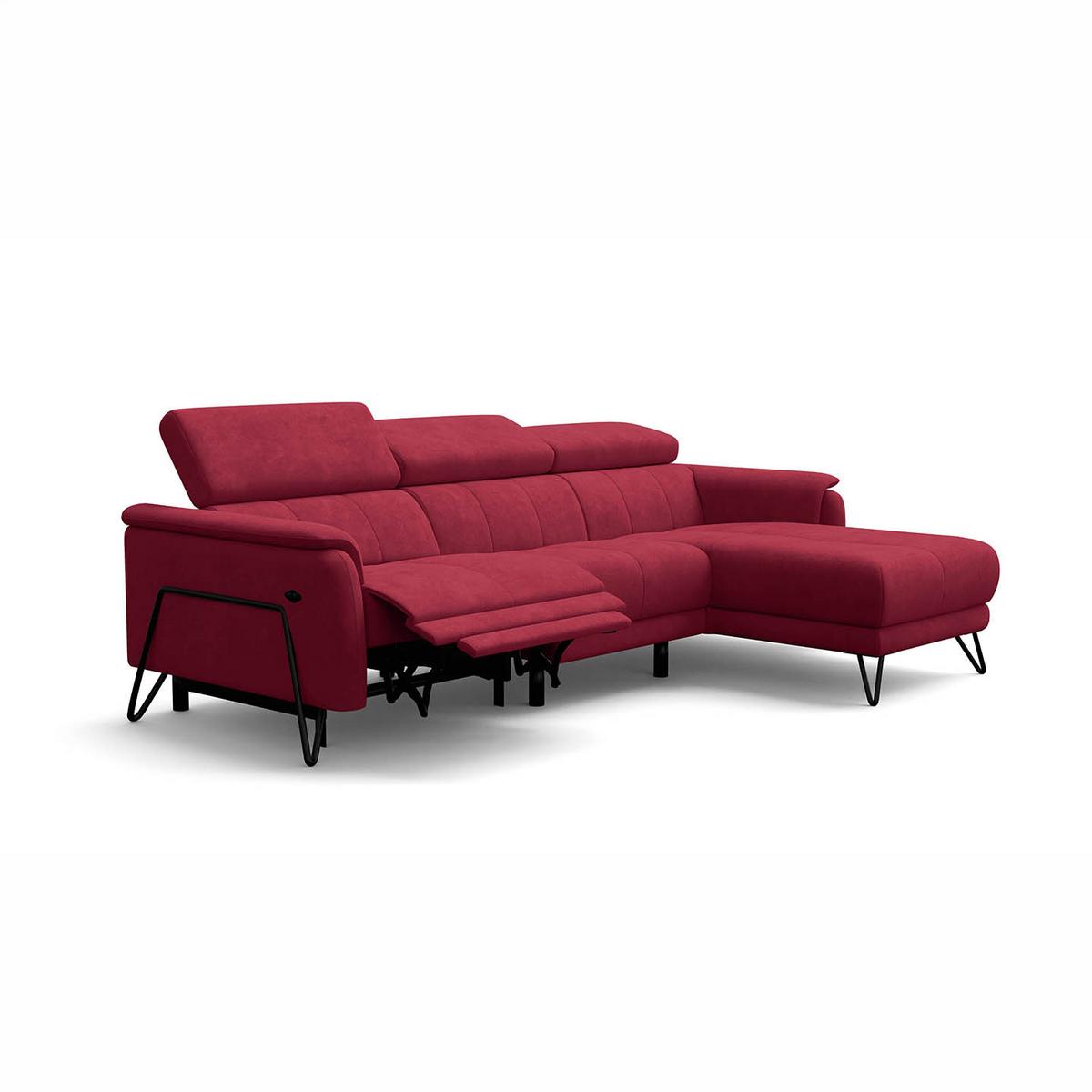 ECKSOFA RODEN 4-Sitzer mit Relax, rostrot, Veloursstoff - Rot, Holz/Textil (268/92cm) - Wozimo