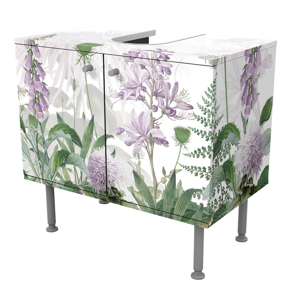 WASCHBECKENUNTERSCHRANK Fingerhut in zarter Blumenwiese 60/55/35 cm - Grün, Holzwerkstoff (60/55/35cm) - Bilderwelten