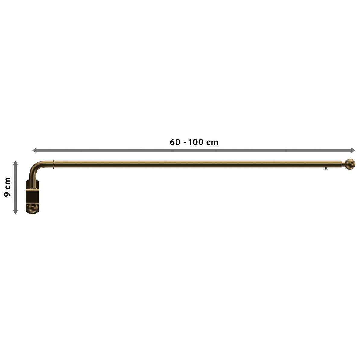 SCHWENKSTANGE / SCHWENKARM-GARDINENSTANGE Cassina 60-100 cm, 13 / 9 mm Ø, Messing Antik - Bronzefarben, Metall (100cm) - INTERDECO