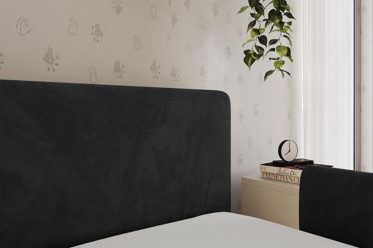 EINZELLBETT Jugendbett mit Bettkasten und Matratze H3/H4, Links - NORY 100x200 Schwarz - Schwarz, Holzwerkstoff/Textil (100/200cm) - ALTDECOR