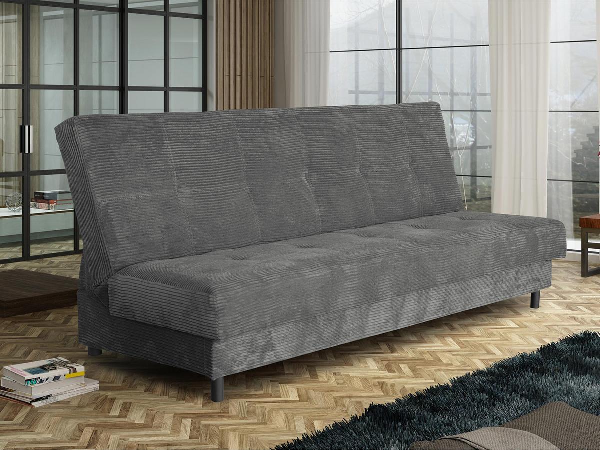 SCHLAFSOFA Enduro XIV Cord - Schwarz/Grau, Holz/Kunststoff (195/90/85cm) - MIRJAN24