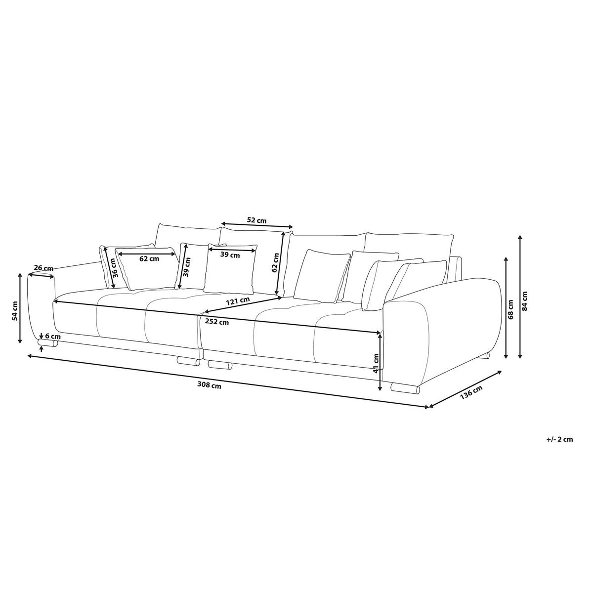 4-SITZER-SOFA Polsterbezug Hellgrau Torpo - Beige/Hellgrau, Textil (308/84/136cm) - Beliani