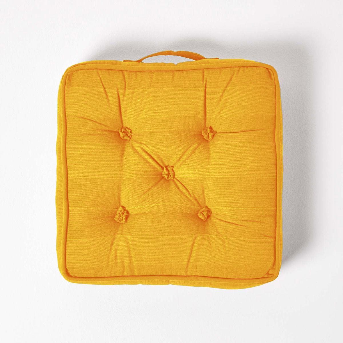 SITZKISSEN Rajput senfgelb 40/40/8 cm - Dunkelgelb, Textil (40/40/8cm) - Homescapes