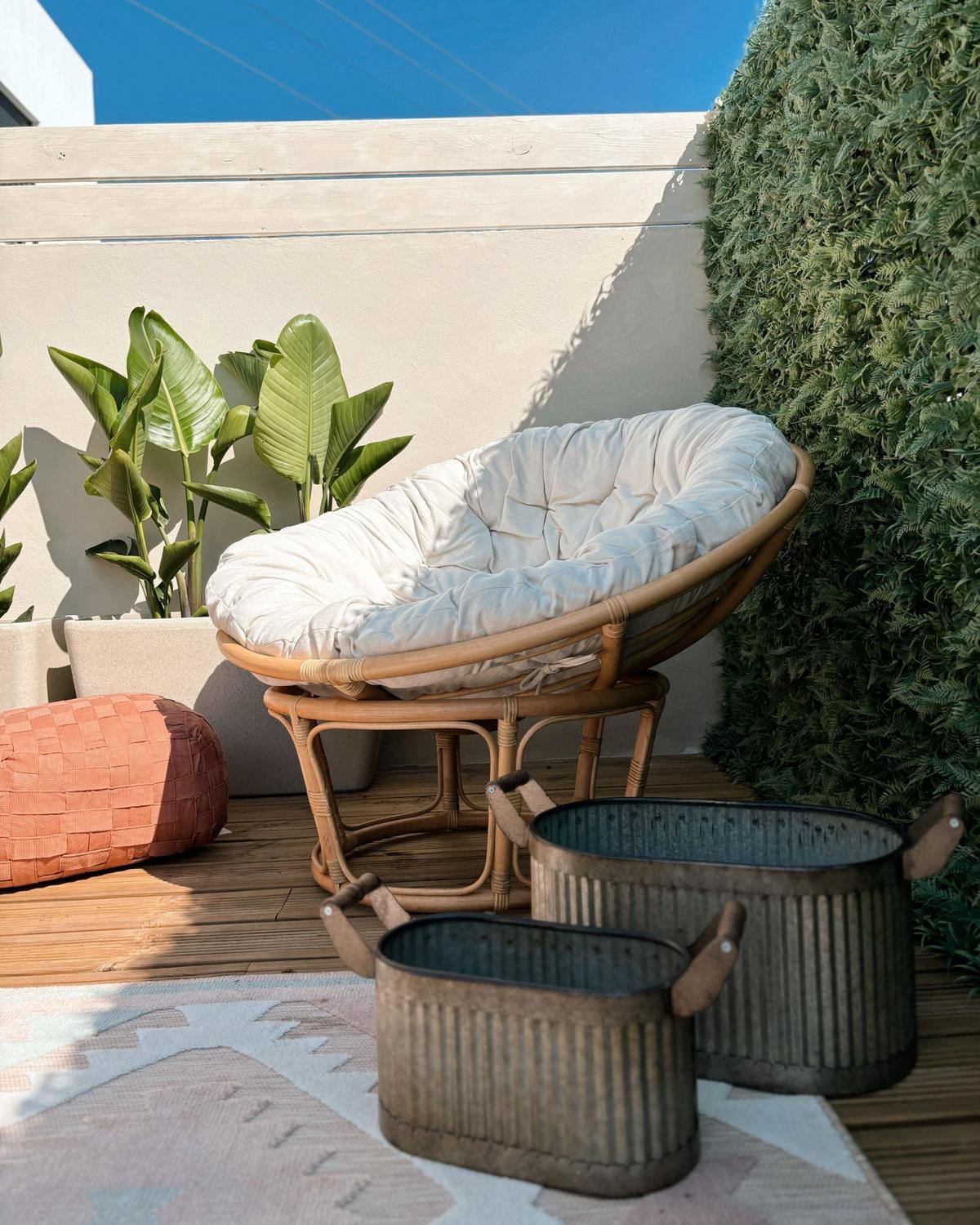 GARTENSESSEL Rattan helles beige Salvo - Naturfarben, Naturmaterialien (110/77/110cm) - Beliani