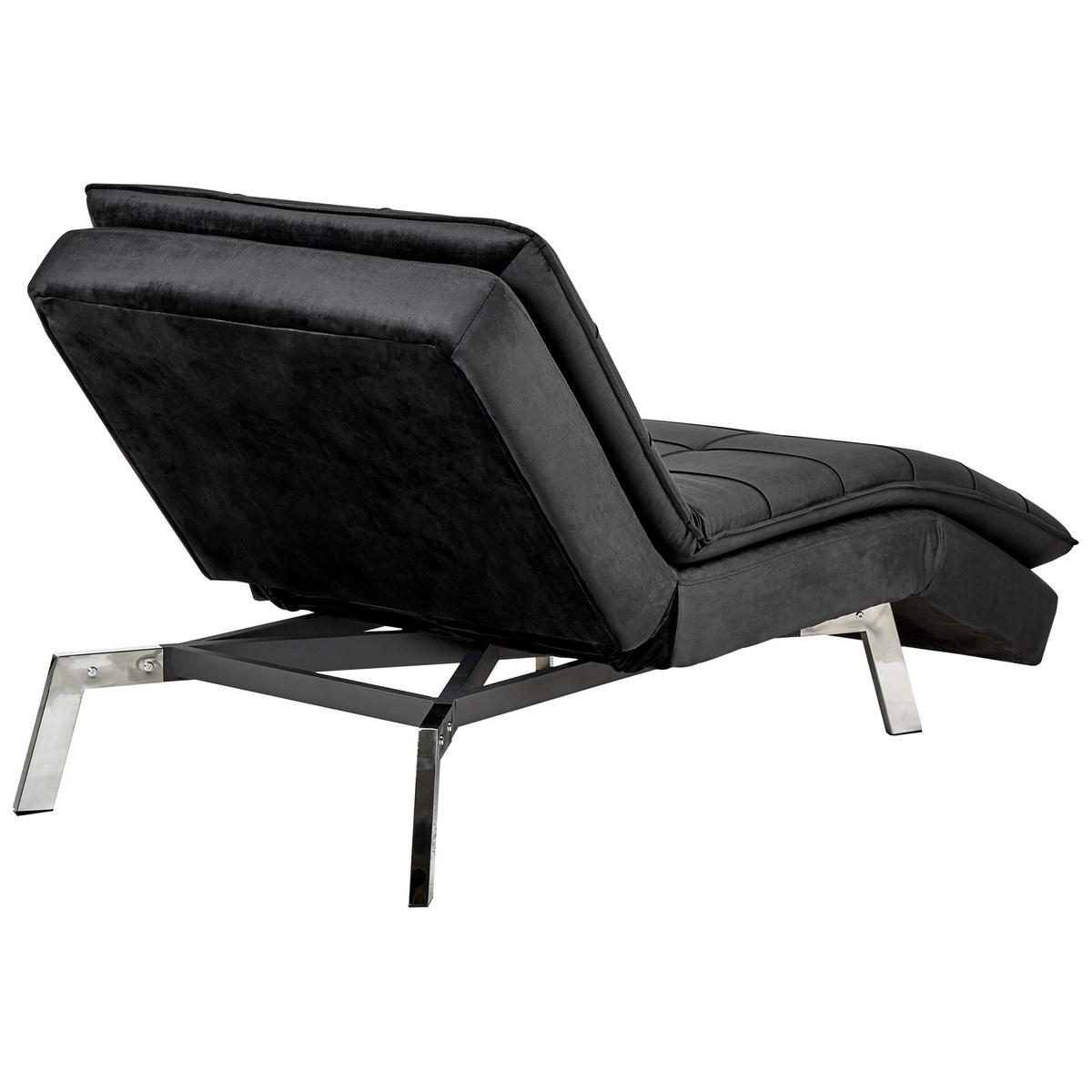 RELAXLIEGE Samtstoff schwarz verstellbar Loiret - Silberfarben/Schwarz, Textil (179/93/76cm) - Beliani