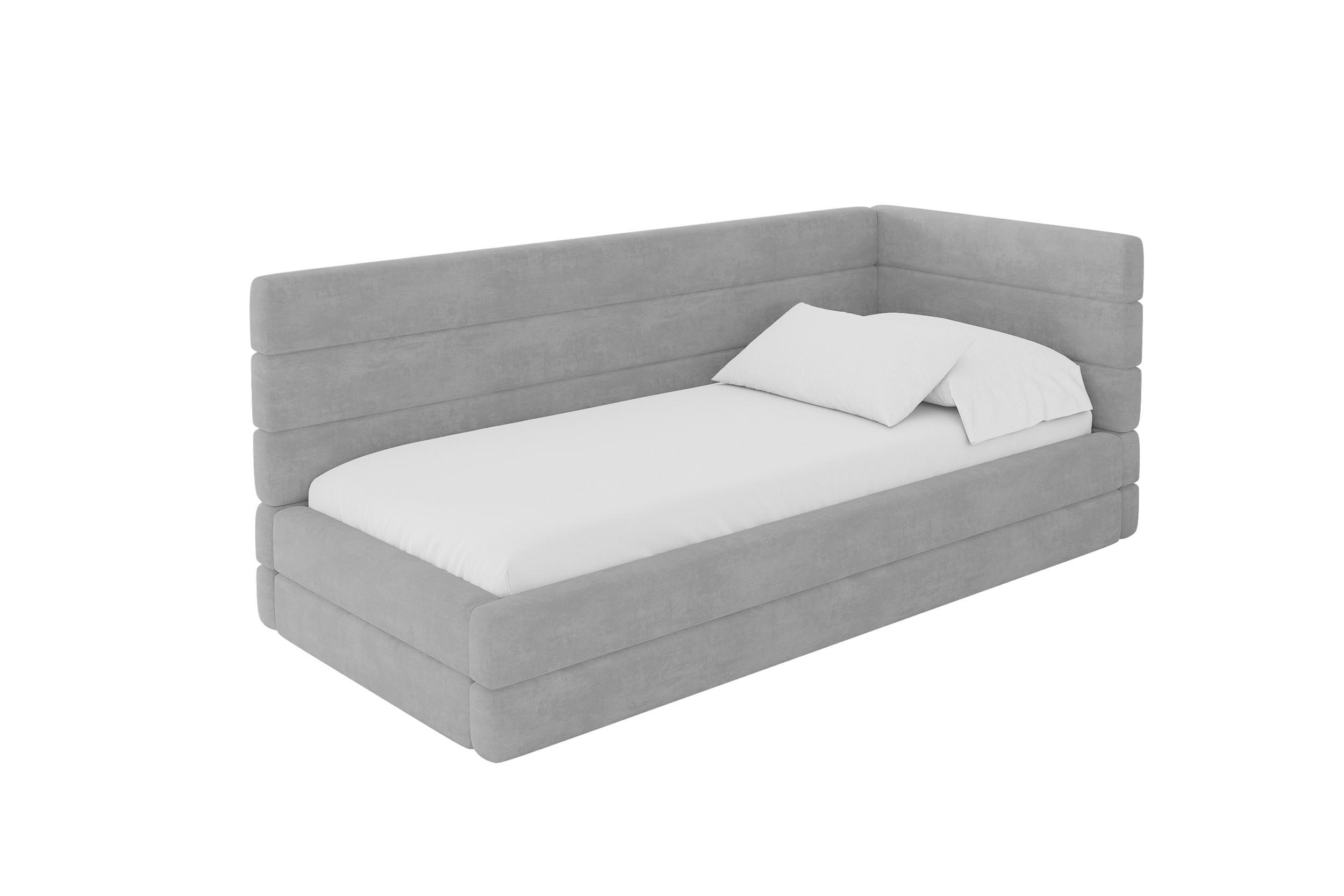 EINZELLBETT Jugendbett mit Bettkasten und Matratze H3/H4, Links - BEMY 100x200 Grau - Hellgrau, Holzwerkstoff/Textil (100/200cm) - ALTDECOR