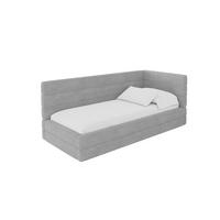 EINZELLBETT Jugendbett mit Bettkasten, Links - BEMY 100x200 Grau - Hellgrau, Holzwerkstoff/Textil (100/200cm) - ALTDECOR
