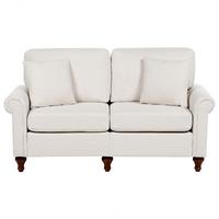 2-SITZER-SOFA hellbeige Ginnerup - Beige/Dunkelbraun, Textil (154/84/76cm) - Beliani