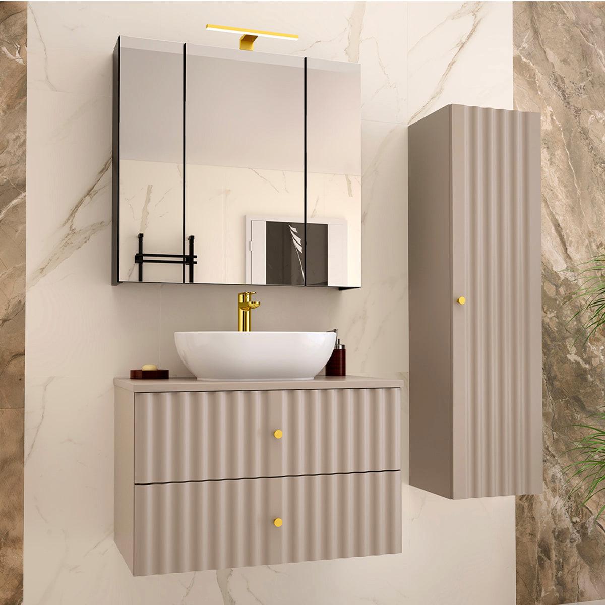 BADMÖBEL 80.6cm Izae 2er-Set Kaschmir - Beige, Holzwerkstoff (80.6/52.2/46.5cm) - Petits-meubles