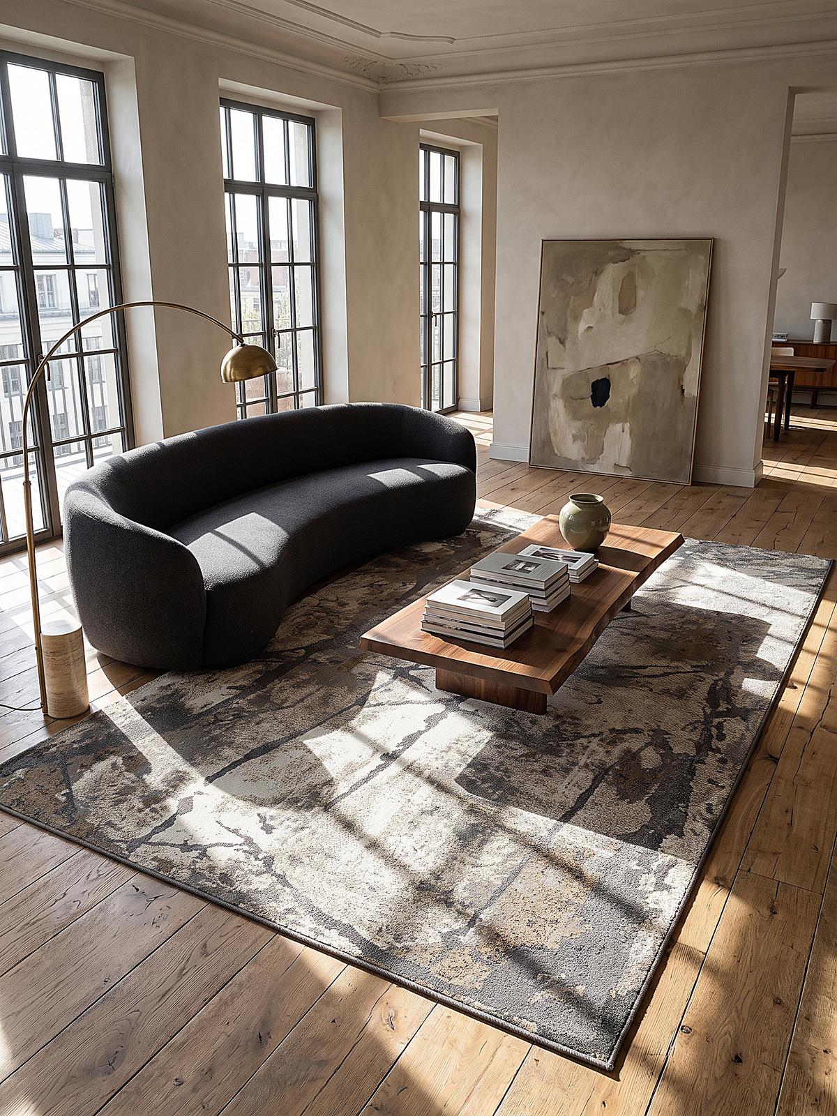 TEPPICH Kurzflor OGLIO Abstrakt Polypropylen-Polyester Natur 200 x 290 cm - Beige, Textil (200/290cm) - KADIMA DESIGN