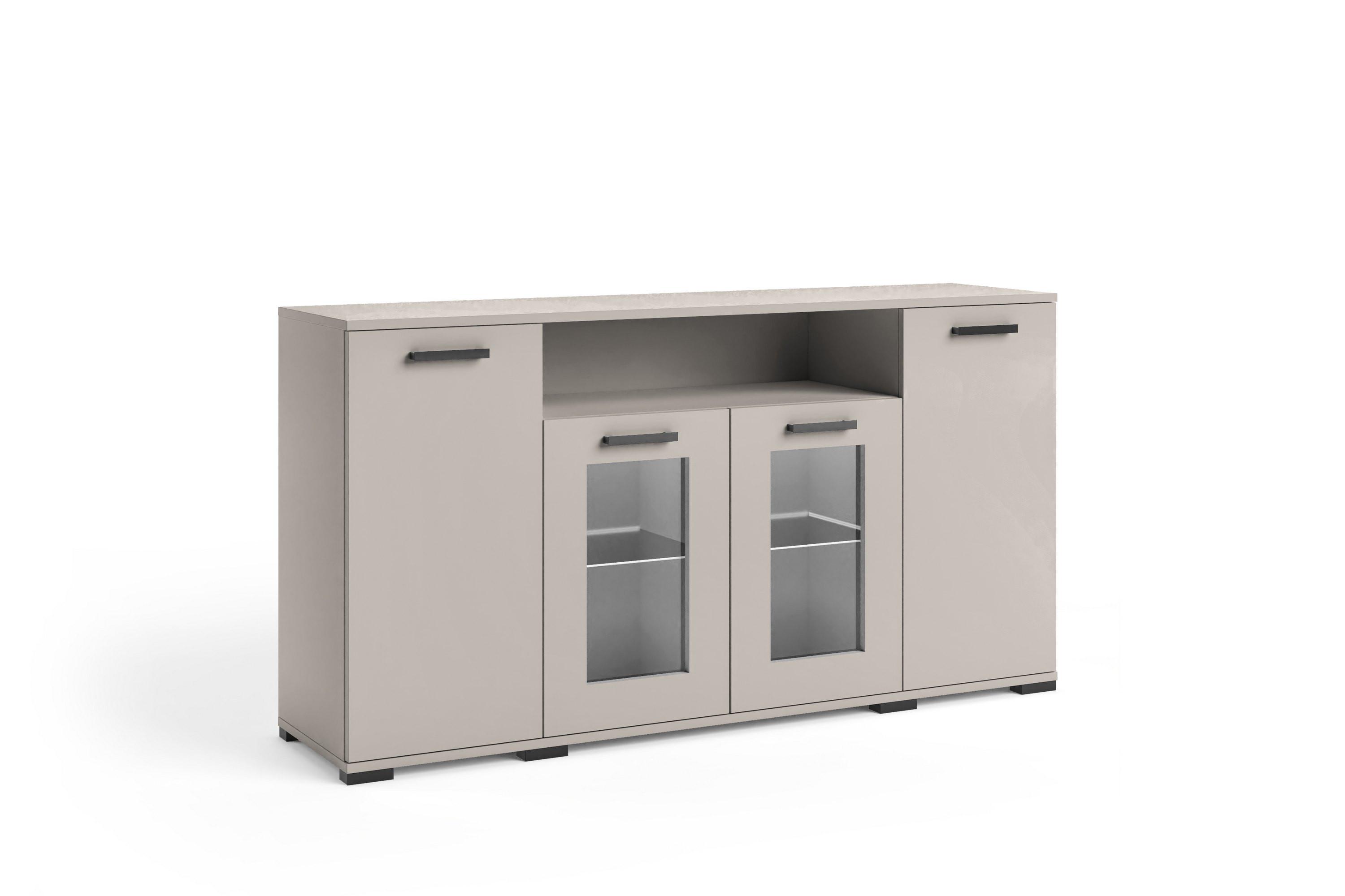 KOMMODE ALBANO 160/83/40cm mit 4 Schubladen Türen Kaschmir - Kaschmir, Holzwerkstoff (160/83/40cm) - MASSENO