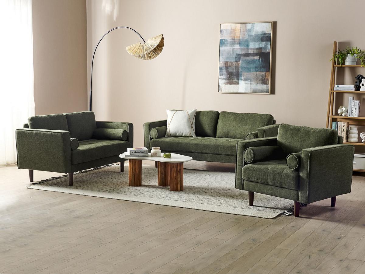 SOFA-SET 6-sitzer dunkelgrün Nurmo - Dunkelbraun/Grün, Textil (74/74/177cm) - Beliani