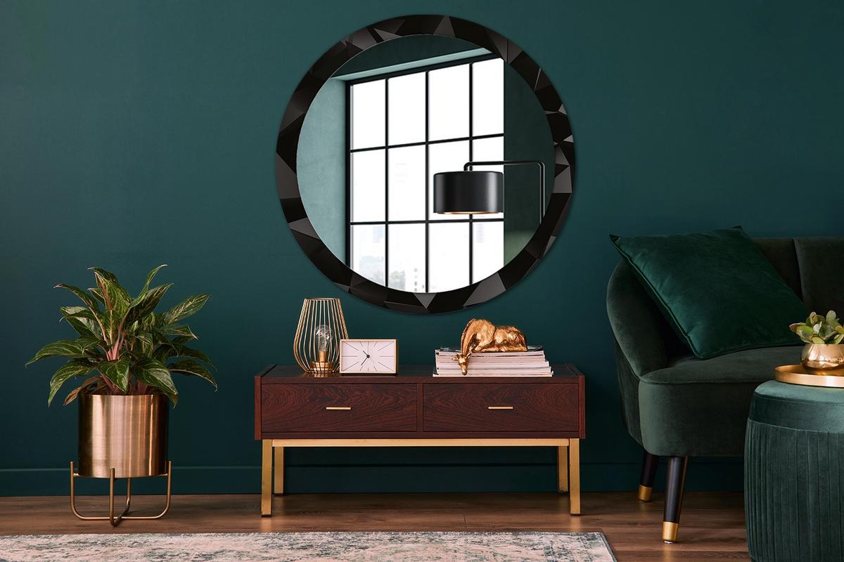 SPIEGEL Ø100 cm Rund mit Aufdruck - Schwarz, Glas (100/100/0.4cm) - TULUP