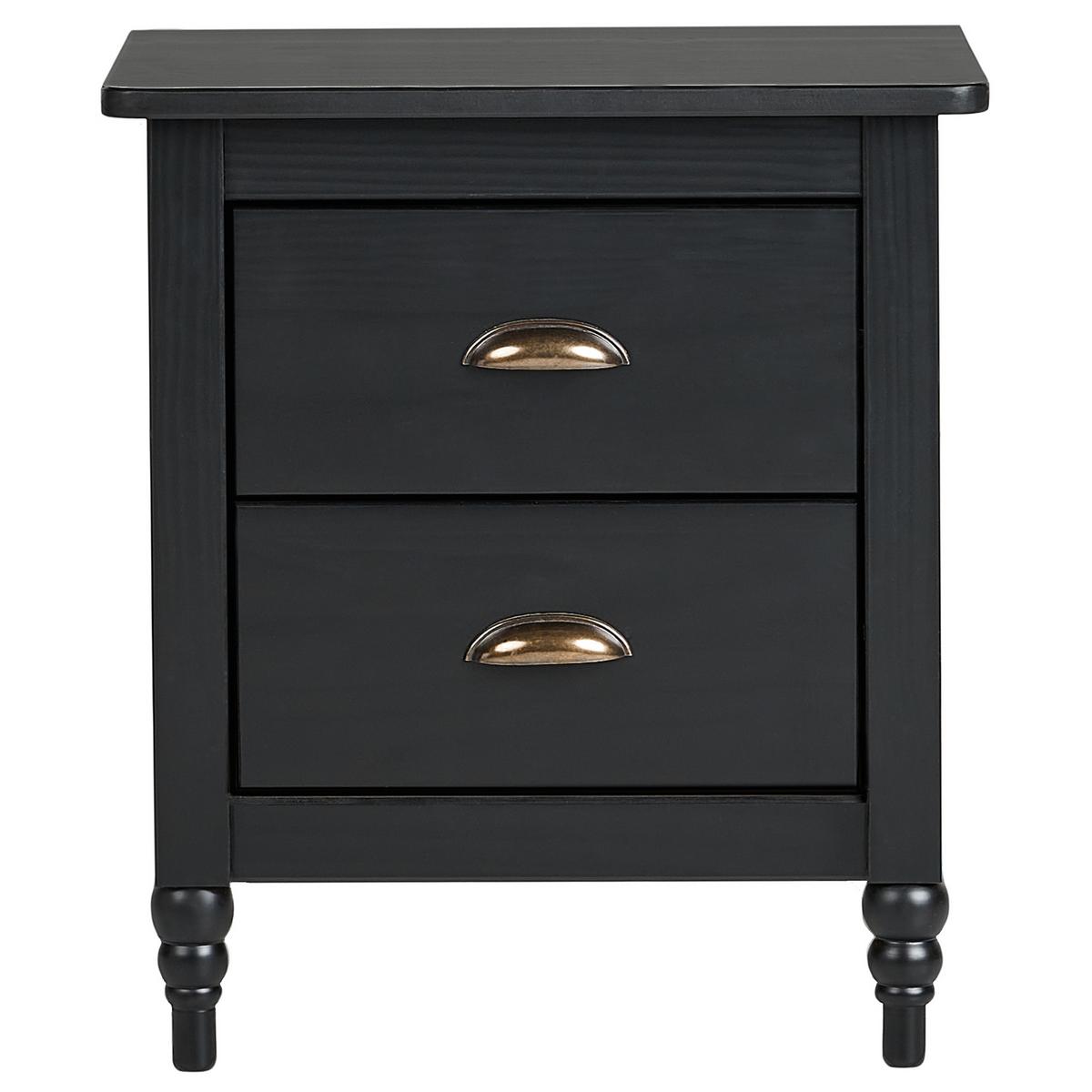 NACHTTISCH mit 2 Schubladen Kiefernholz Schwarz Shillington - Schwarz, Holz (35/46/52cm) - Beliani