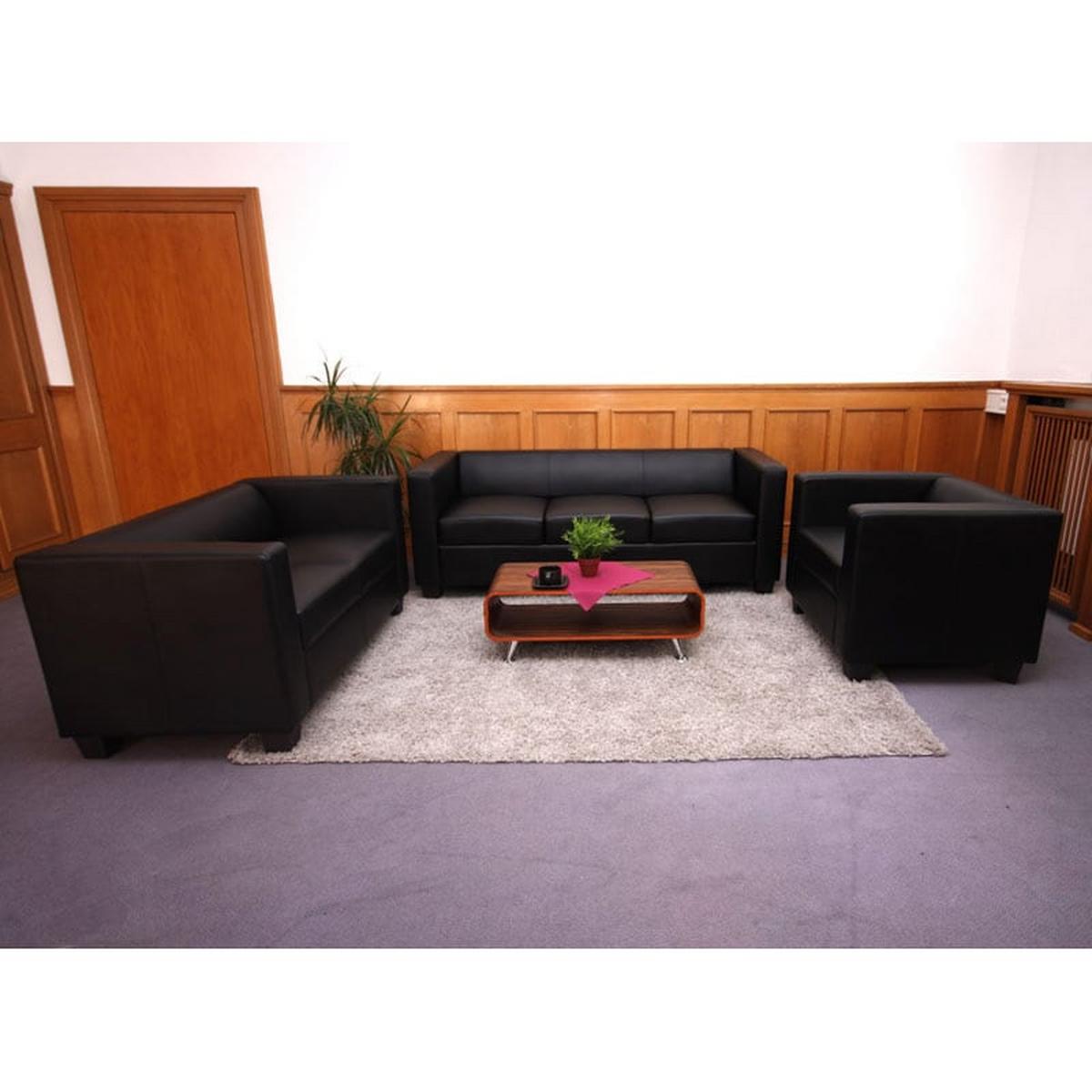 3-2-1 SOFAGARNITUR Schwarz - Schwarz, Leder (400/70/300cm) - MCW