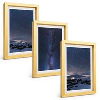 BILDER SET 3er Set - 20x30 cm Goldrahmen - Nachthimmel, Berge, Sterne - Goldfarben, Kunststoff (20/30cm) - TULUP