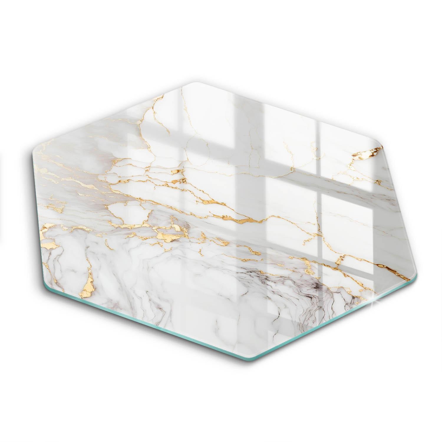 GLASPLATTE 40 cm Heller Marmor mit Gold - Creme, Glas (40/40cm) - Wallfluent