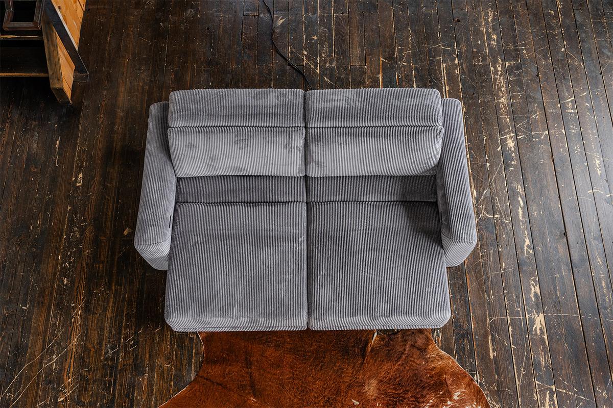 SOFA KIANA Anthrazit Cord Relaxfunktion - Anthrazit/Schwarz, Kunststoff/Textil (227/80/110cm) - KAWOLA