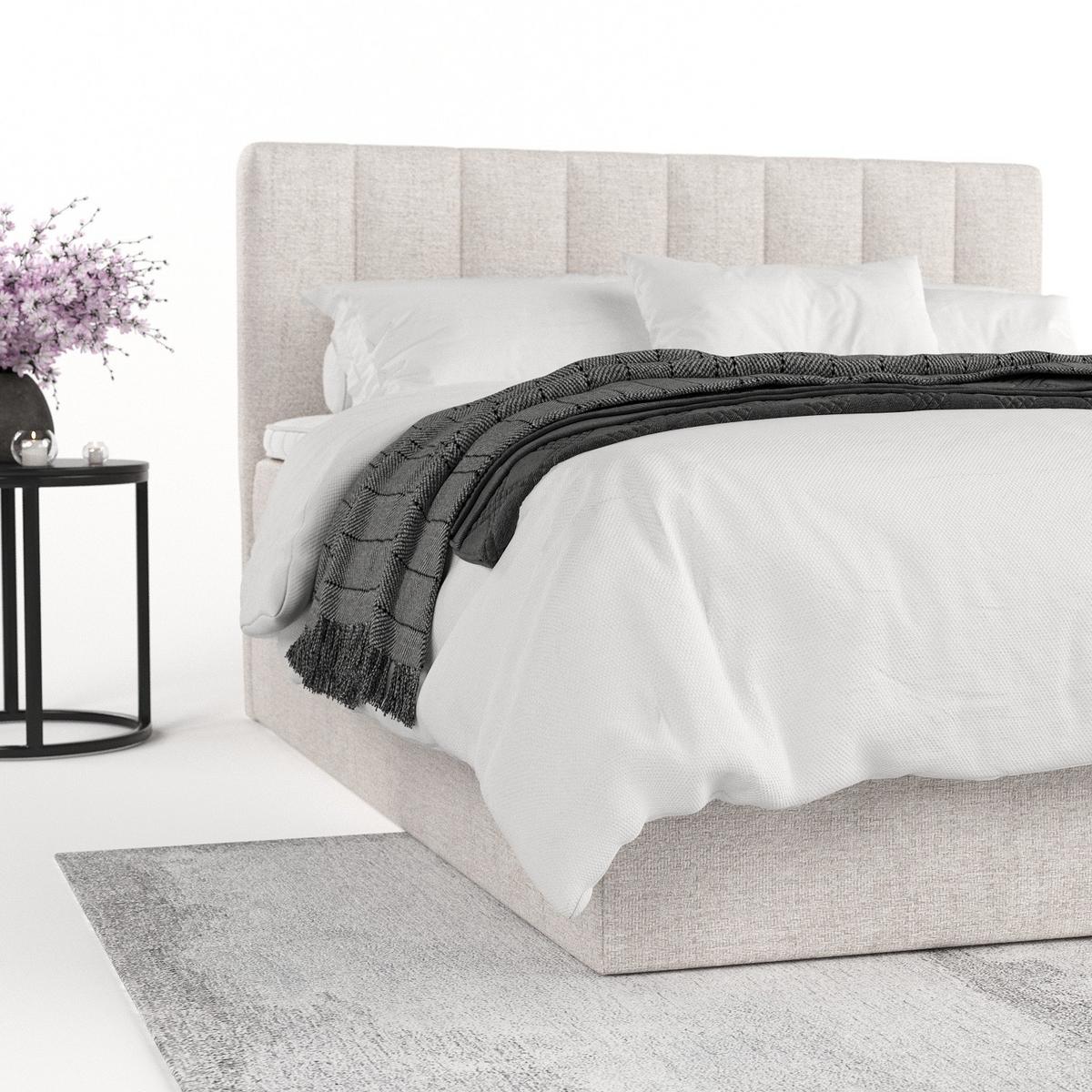 BOXBETT Lusso 180/200 cm Hellbeige im Neve Stoff - Sandfarben/Schwarz, Holz/Holzwerkstoff (180/200cm) - AltaBeds