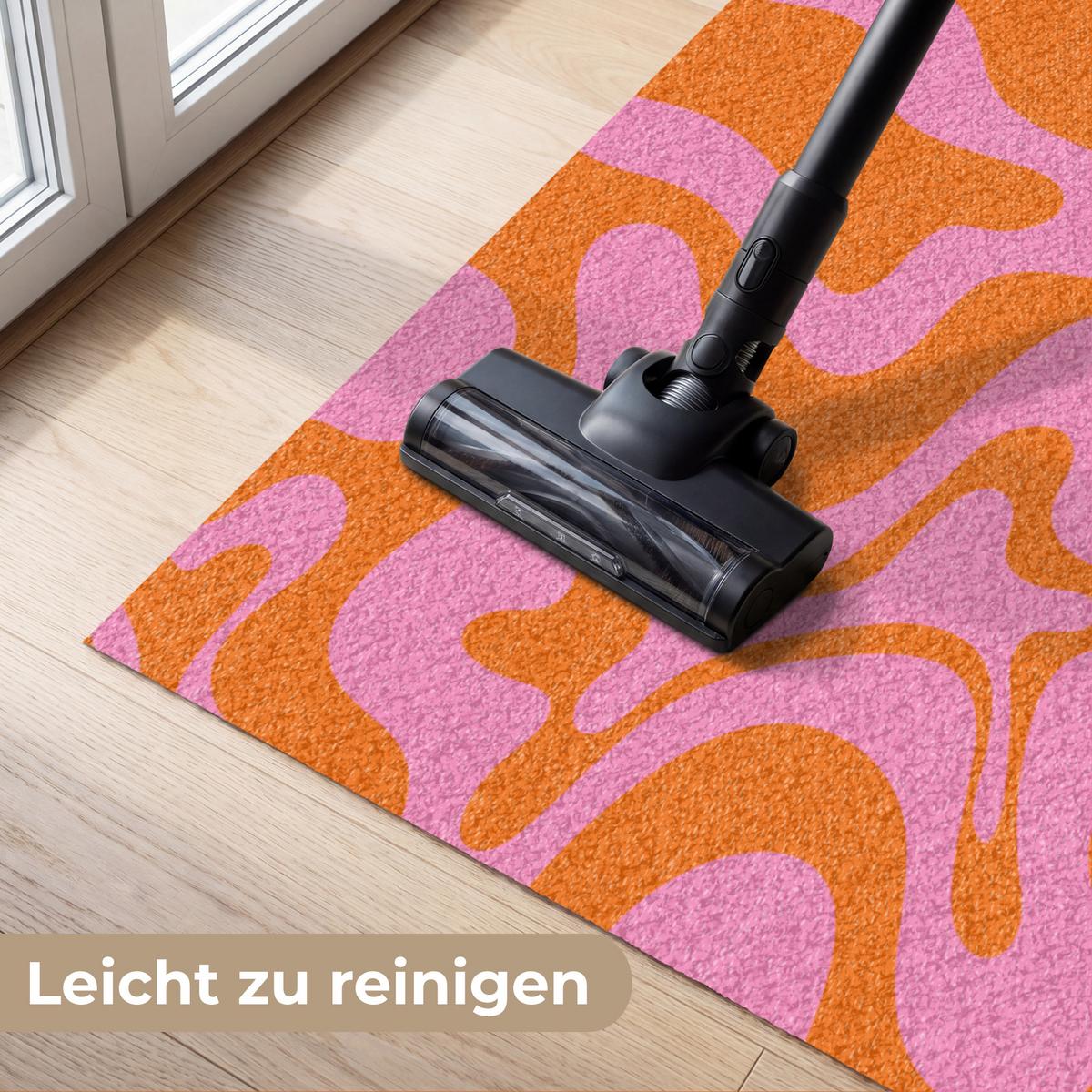 FUSSMATTE Muster - Rosa - Orange - Abstrakt - Modern Türmatte 150x90 cm - Pink, Kunststoff (150/0.4cm) - MuchoWow