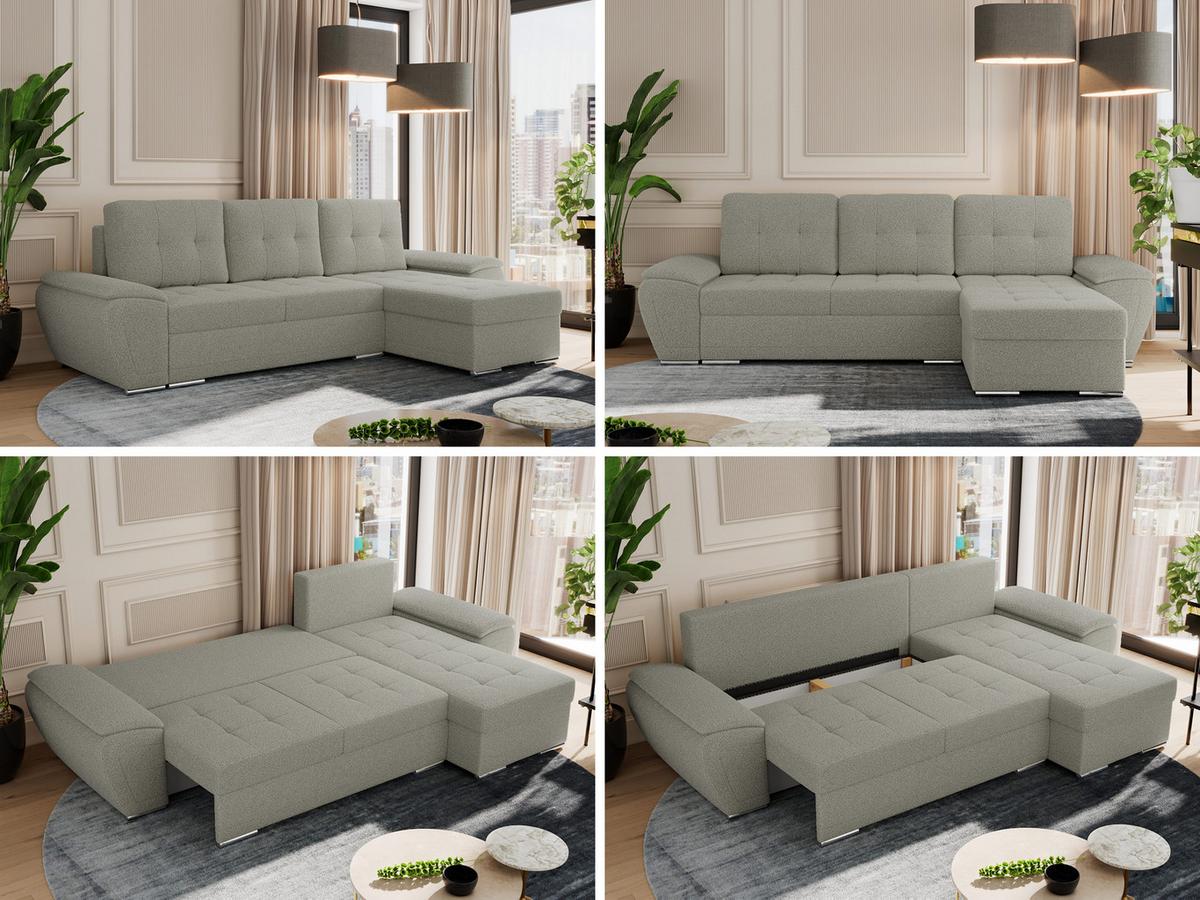 ECKSOFA UMBRIA L Hellgrau Boucle - Hellgrau/Grau, Textil (271/157cm) - MKS