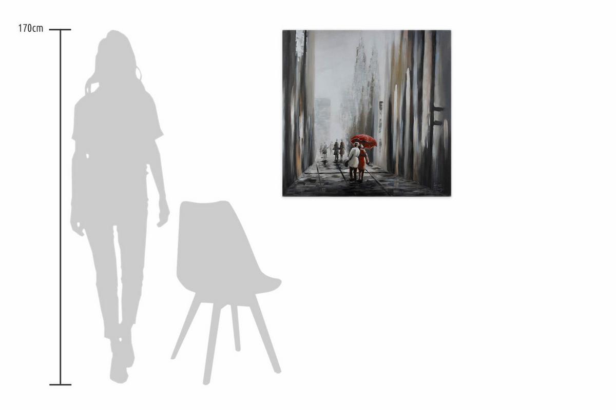 ÖLGEMÄLDE 80/80 cm - Schwarz/Grau, Holz/Textil (80/80cm) - KUNSTLOFT