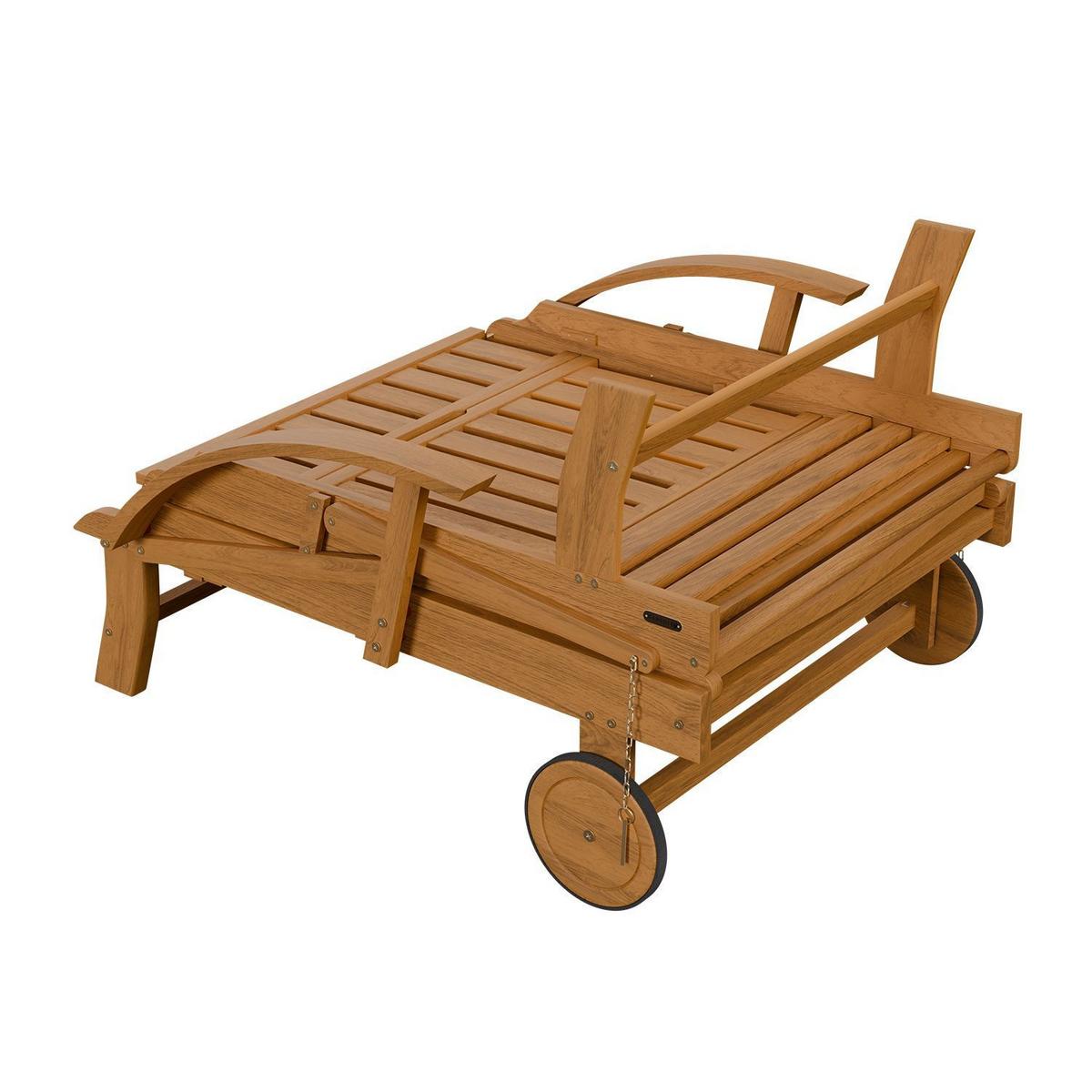SONNENLIEGE SunScape Akazie mit Tisch 2er Set - Naturfarben, Holz (72.5/30/196cm) - Juskys