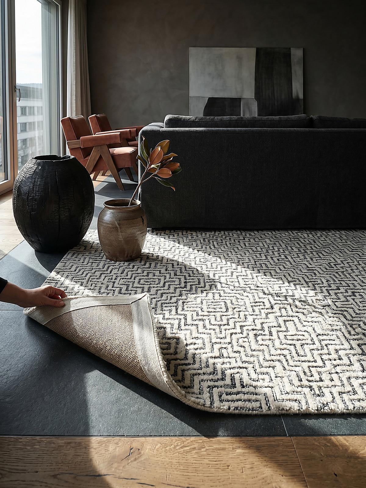TEPPICH ARLEN, geometrisch, Grau, 160 x 230 cm - Grau, Textil (230/160cm) - KADIMA DESIGN