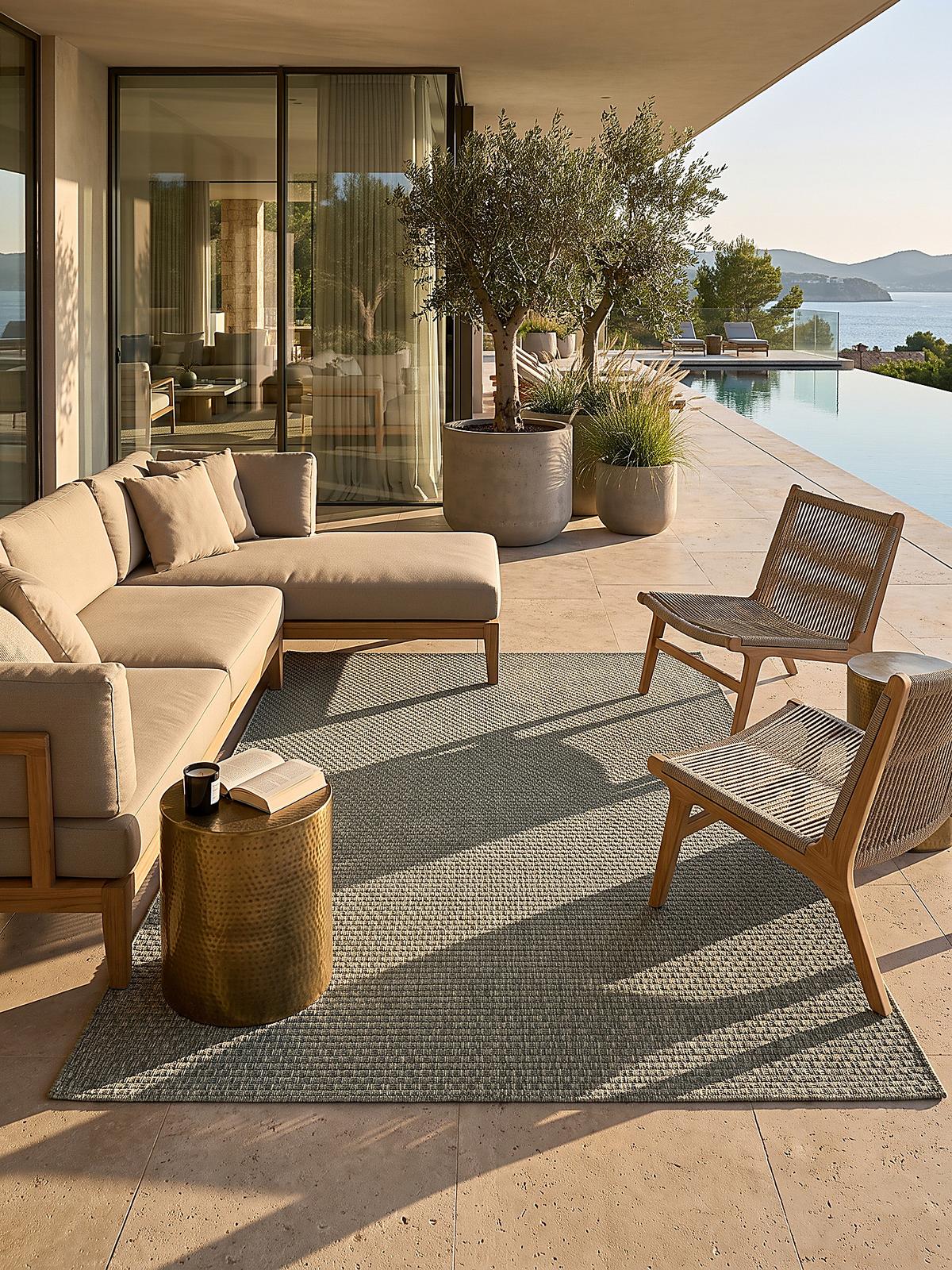 FLACHWEBTEPPICH Uni BROYE Polypropylen Grün 140 x 200 cm - Grün, Textil (140/200cm) - KADIMA DESIGN
