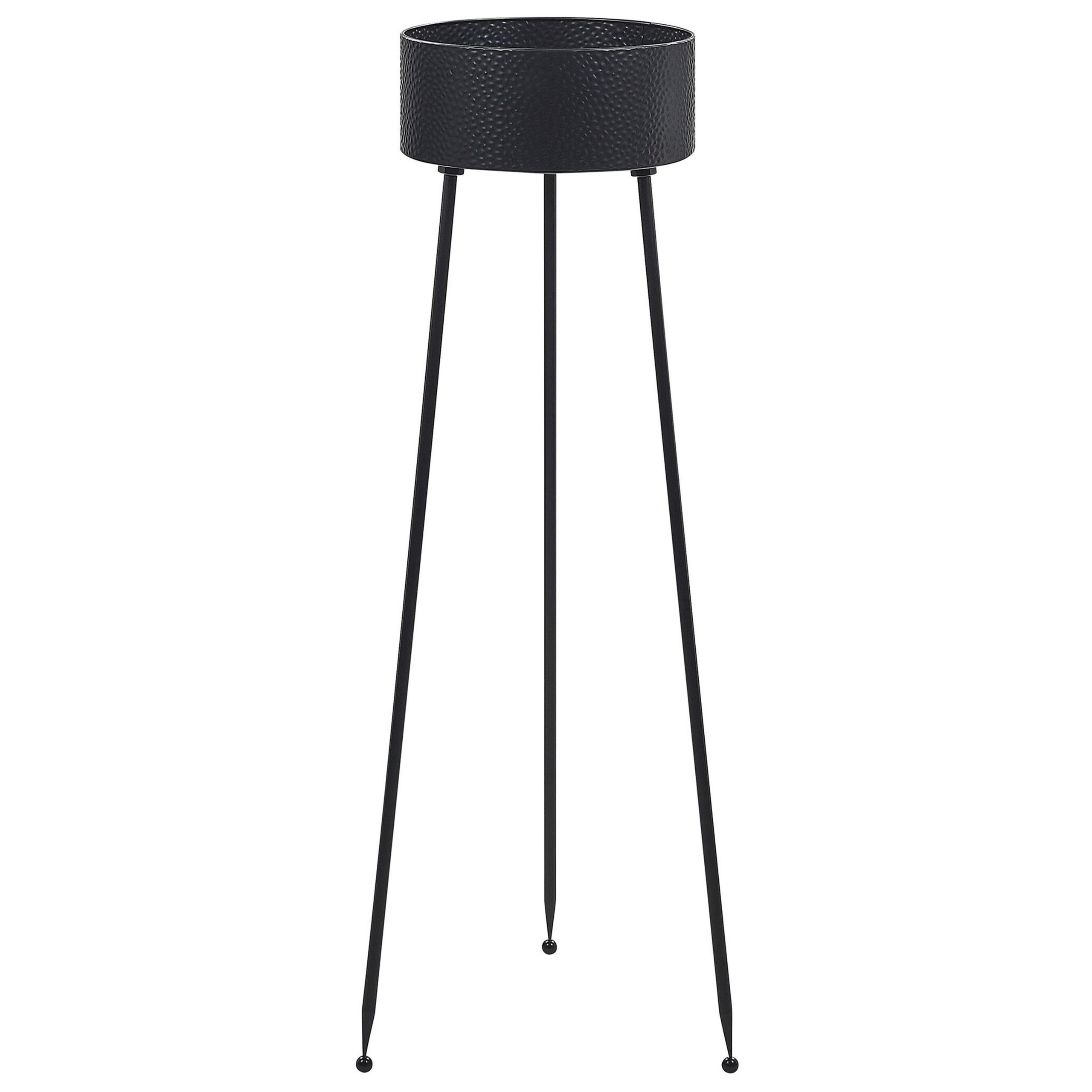 PFLANZENSTÄNDER Metall schwarz 88 cm Leika - Schwarz, Metall (88cm) - Beliani