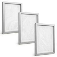 BILDER SET 3er Set - 20x30 cm Silberner Rahmen - Elegante Marmorstruktur - Silberfarben, Kunststoff (20/30cm) - TULUP