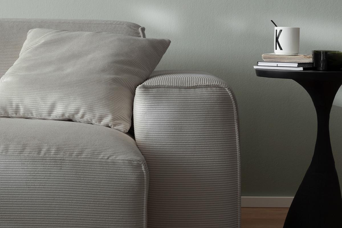 SOFA RANI Grau Cord - Schwarz/Grau, Kunststoff/Textil (256/71/101cm) - KAWOLA