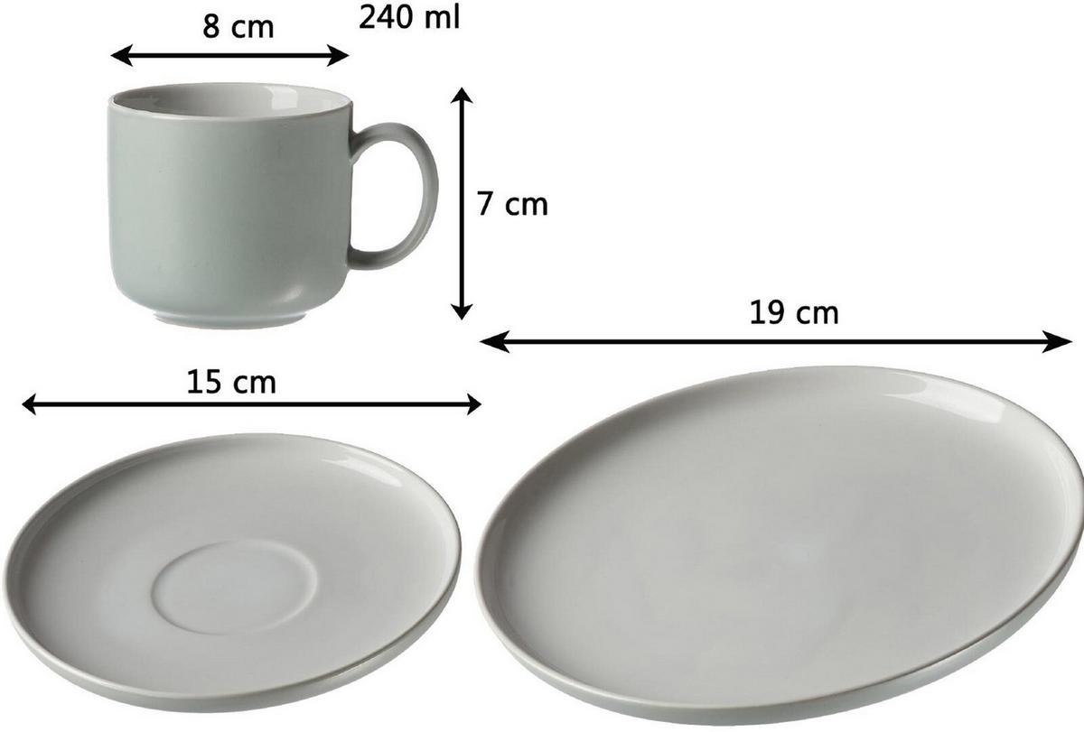 KAFFEESERVICE Jasper mint 12-tlg. - Mintgrün, Keramik (2/2/2cm) - Ritzenhoff Breker