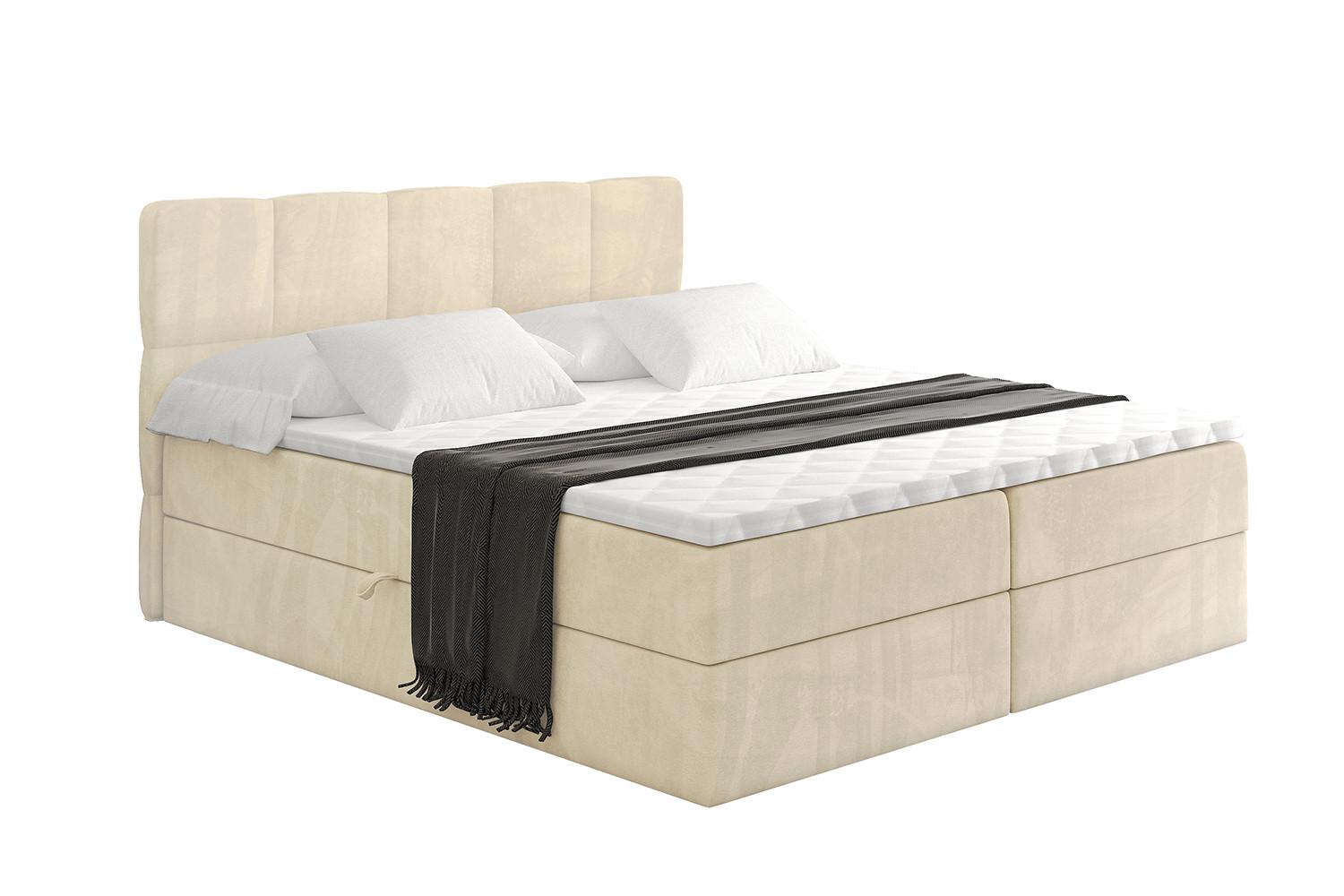 BOXBETT mit Matratze H3 und Lattenrost - LIRO - 200x200 - Beige Monolith - Beige, Holzwerkstoff/Kunststoff (200/200cm) - ALTDECOR