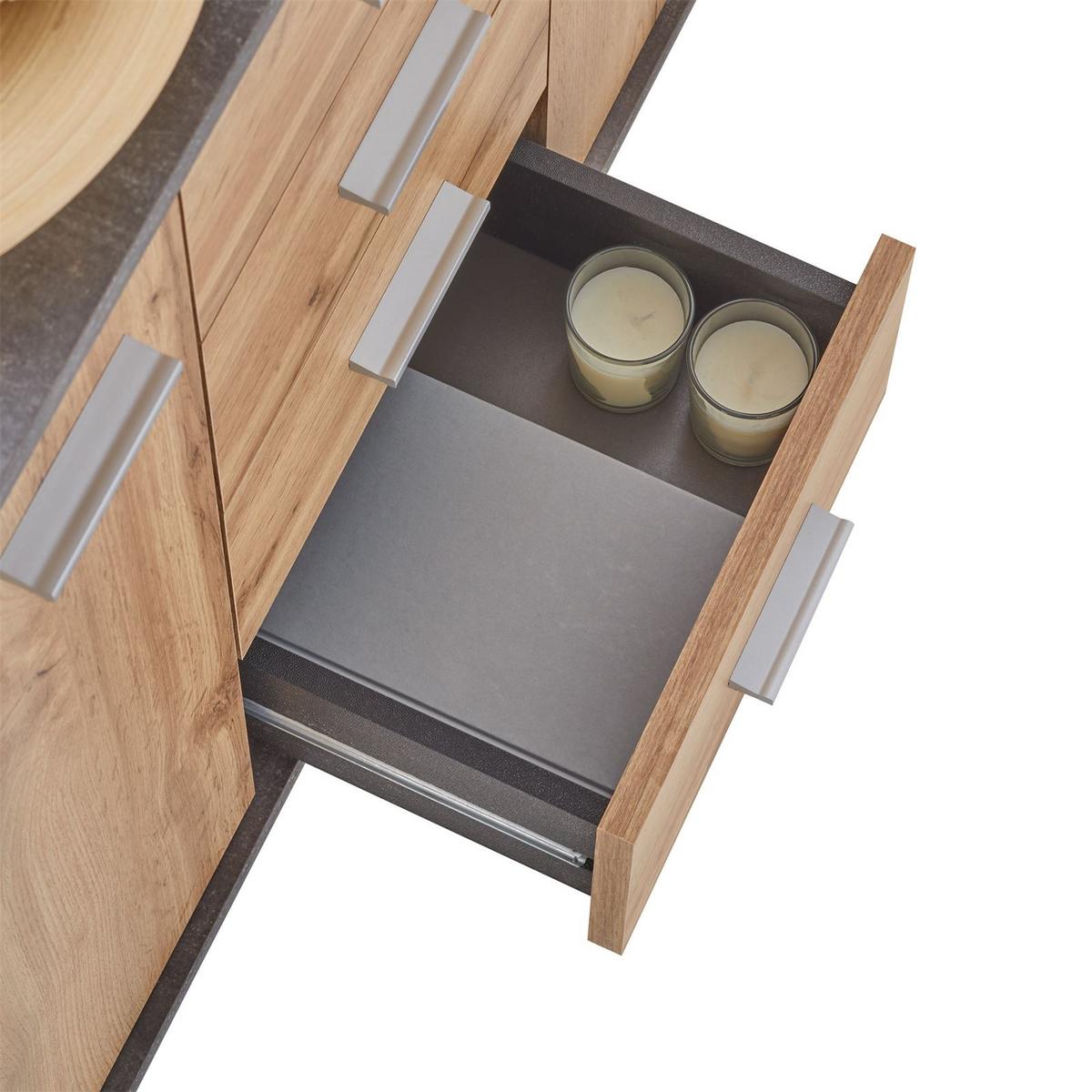 SIDEBOARD JAMIE Beton dunkel/Wotan Eiche - Dunkelgrau/Eiche Wotan, Holzwerkstoff (88/70/30cm) - CARO-Möbel