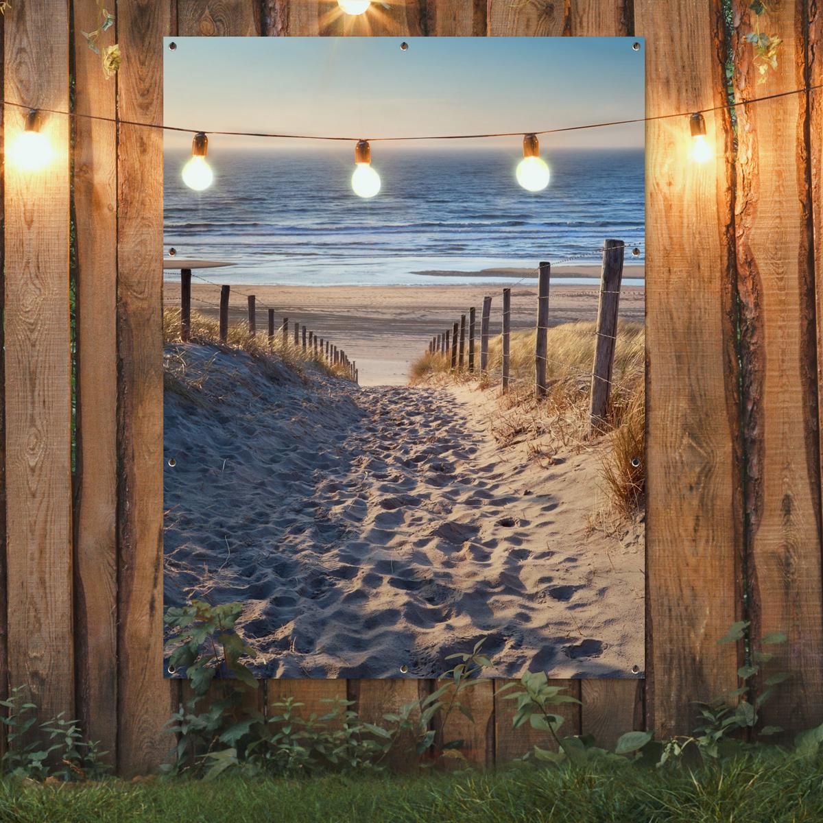 GARTENPOSTER Strand - Meer - Niederlande - Dünen - Sonne Gartendekoration 120x160 cm - Sandfarben, Kunststoff (120/160/0.2cm) - OnlyWow