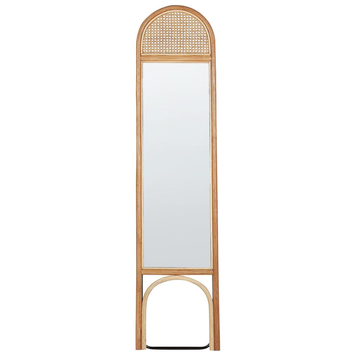 STANDSPIEGEL 170 cm Rattan Naturfarben Brussey - Naturfarben, Naturmaterialien (41/170/3cm) - Beliani