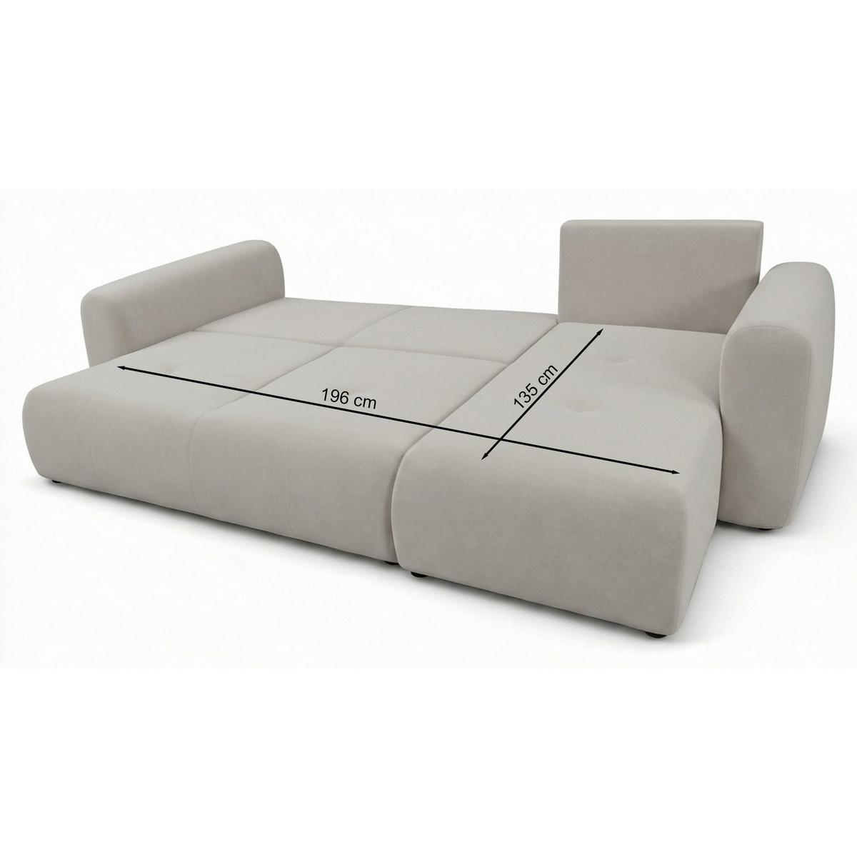 ECKSOFA Olido Beige-Samt - Beige/Schwarz, Kunststoff/Textil (245/150cm) - Selsey
